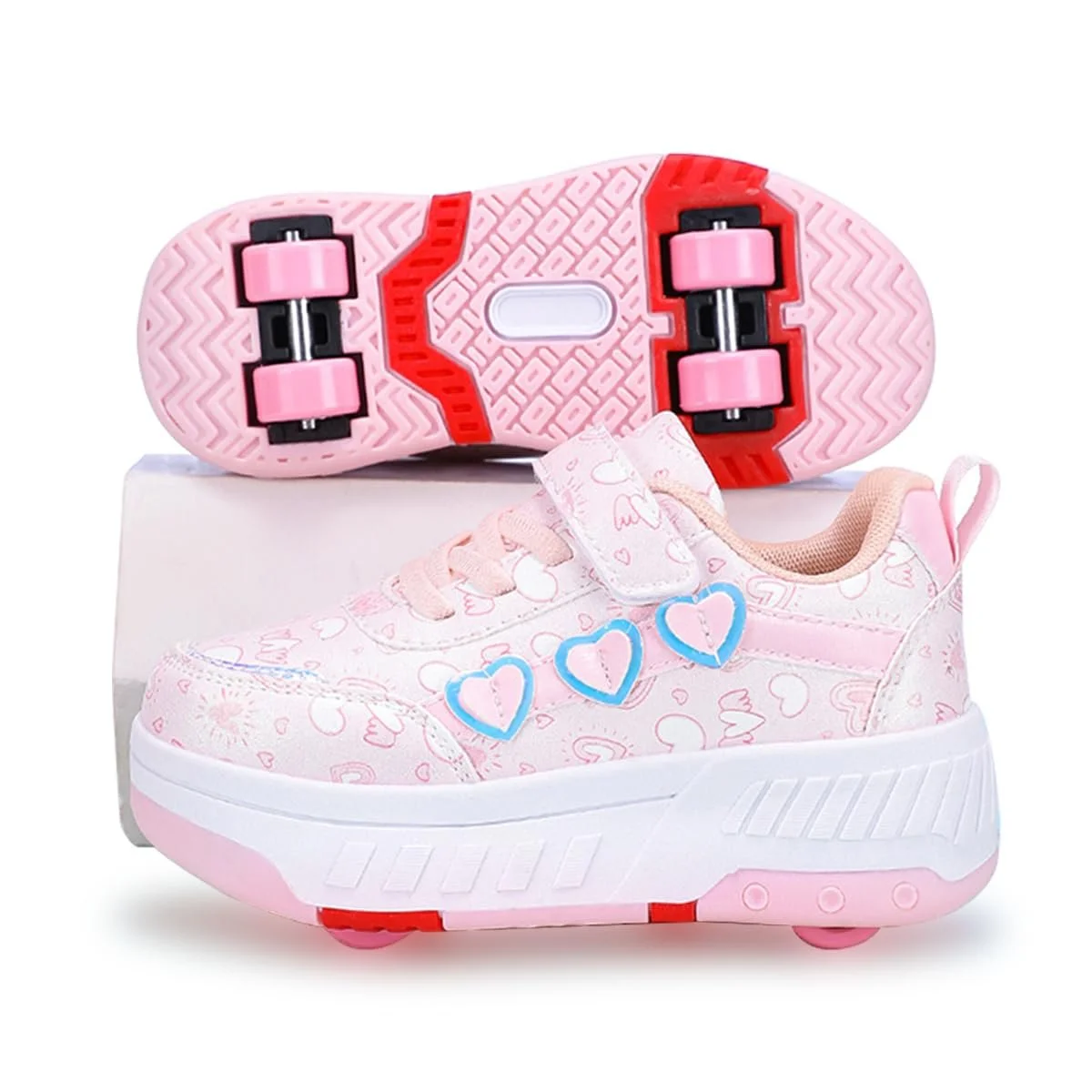 Кроссовки на колесиках для девочек и мальчиков, детские роликовые кроссовки со съемными 4 колесами, кроссовки для девочек 2-в-1, уличные кроссовки на роликах, Кроссовки для скейтборда, фото №2