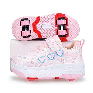 Кроссовки на колесиках для девочек и мальчиков, детские роликовые кроссовки со съемными 4 колесами, кроссовки для девочек 2-в-1, уличные кроссовки на роликах, Кроссовки для скейтборда synthetic.ua - Фото 1