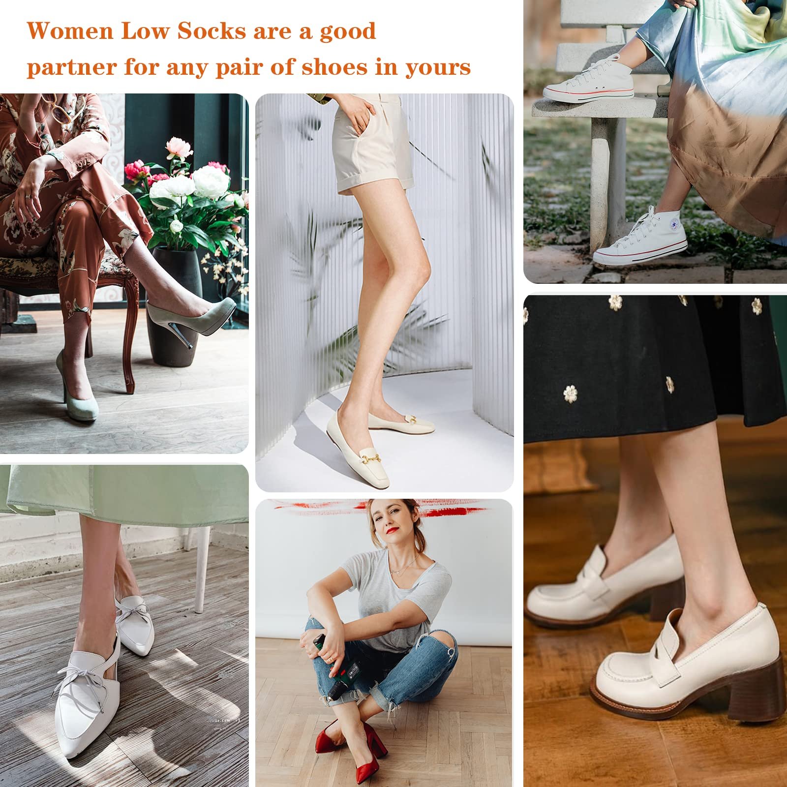 Носки MANZI с Открытыми Пальцами Женские Полуноски Невидимые Носки с Нескользящей TPU Слингом Черный Телесный Цвет, 6 пар, фото №7