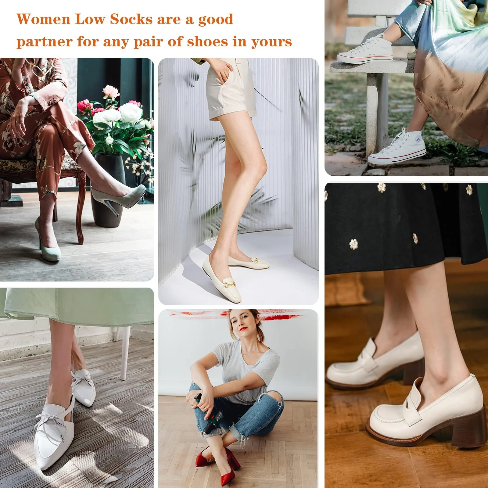 Носки MANZI с Открытыми Пальцами Женские Полуноски Невидимые Носки с Нескользящей TPU Слингом Черный Телесный Цвет, 6 пар, фото №7