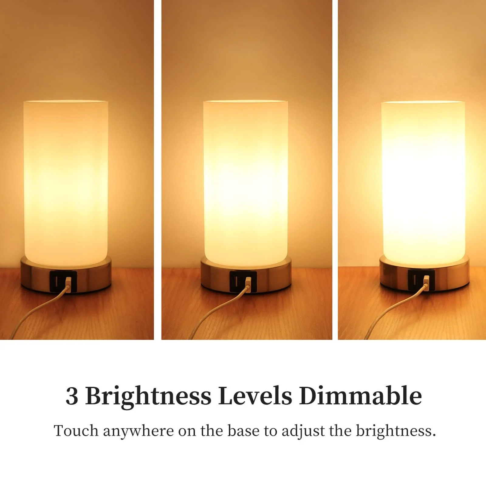 Настільні лампи 2 шт. Modern Touch Dimmable E14 2 USB Warm White, фото №3