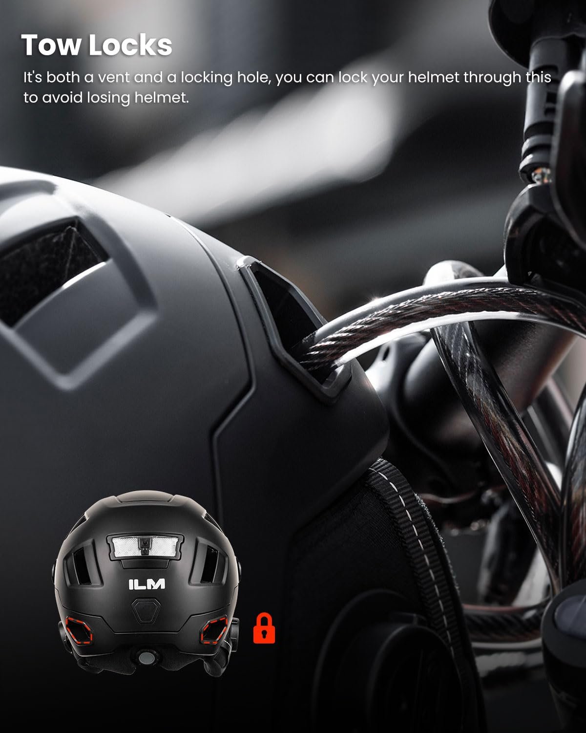Шолом велосипедний ILM Smart з козирком, гальмівним LED-сигналом, датчиком освітлення, функцією нахилу голови, миготливий, фото №5