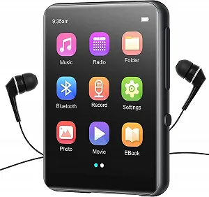 MP3 плеєр Bluetooth 5.3, HiFi Lossless Sound, з динаміком, диктофон, FM-радіо, 2.4-дюймовий сенсорний екран, металевий корпус, підтримка до 128 GB - Фото 1