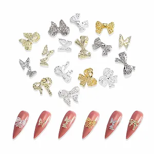 3D Метелики, 80 шт, металеві прикраси для нігтів, 3D сплав - Фото 1