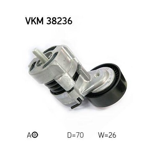 Натягувач ременя, поліклиновий ремінь SKF VKM 38236 для BMW, BMW (BRILLIANCE), середній, фото №2