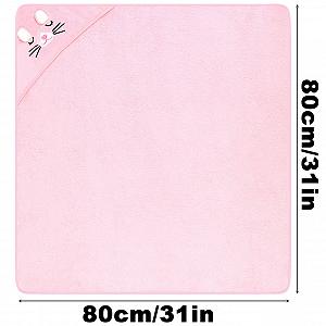 Полотенце с капюшоном Lvefyti 80 x 80 см, из кораллового флиса, розовый synthetic.ua - Фото 1