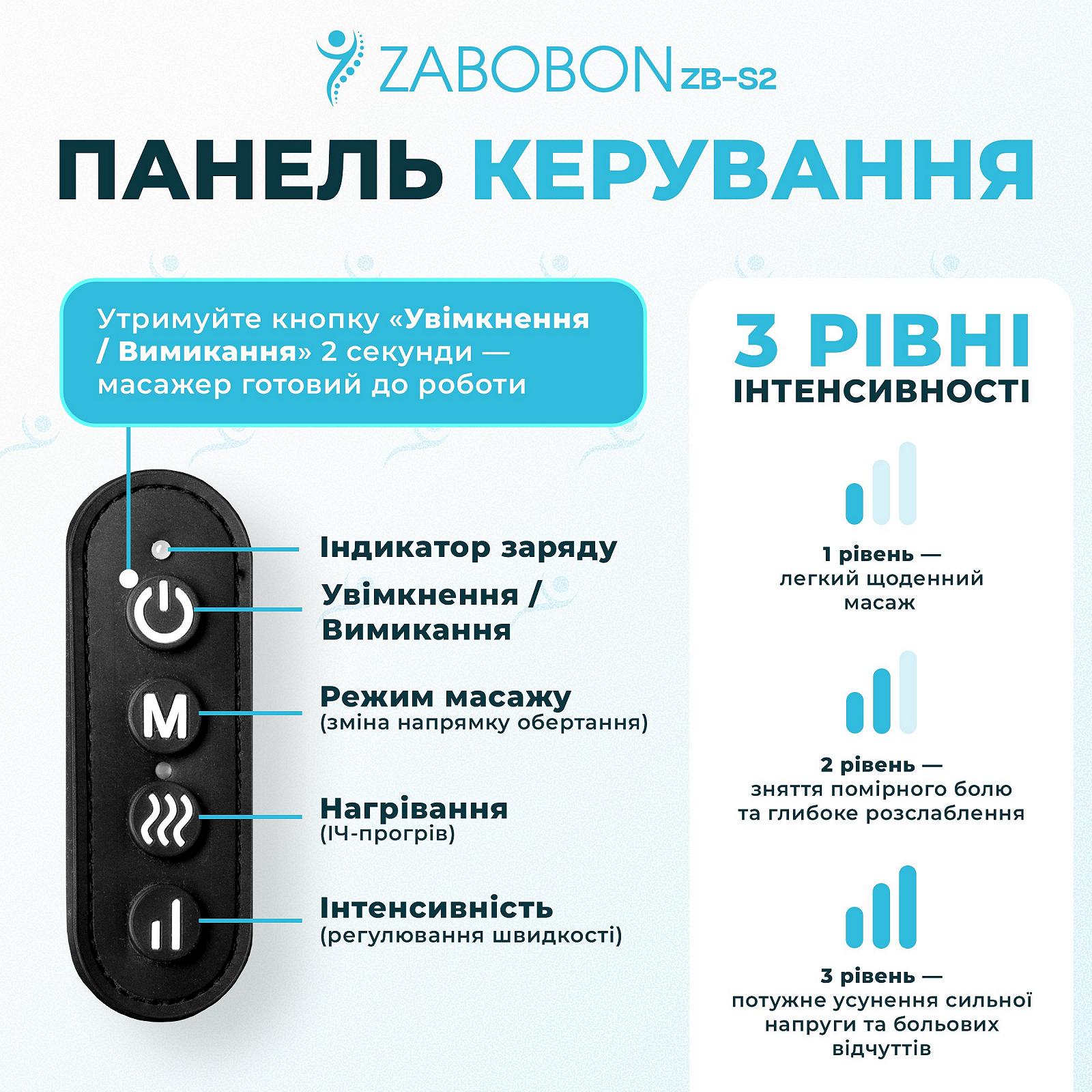 Бездротовий масажер для шиї та плечей з нагрівом (акумулятор) Zabobon ZB-S2, фото №11