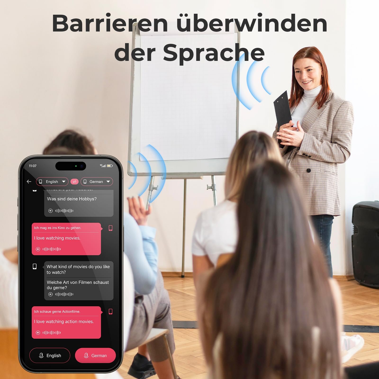 Навушники-перекладач MINISO X33 Ki, 3-в-1, 135 мов, Bluetooth, для навчання, подорожей, бізнесу, фото №6