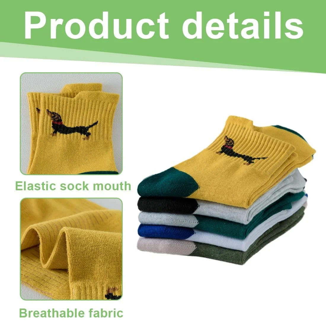 Шкарпетки-труби Середні Dachshund, 5 пар, фото №3