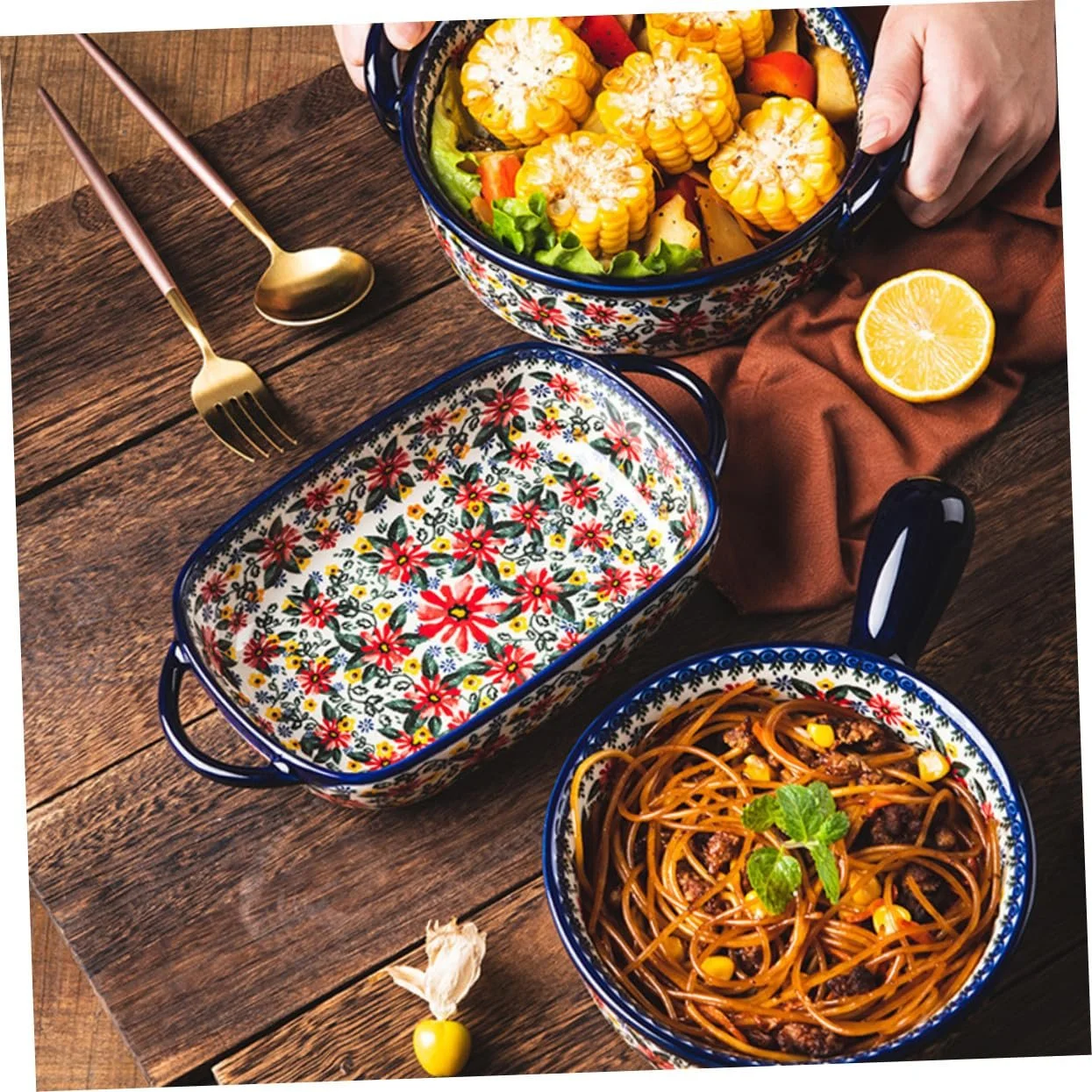 Форма для запекания керамическая большая с ручками поднос для сервировки, фото №6