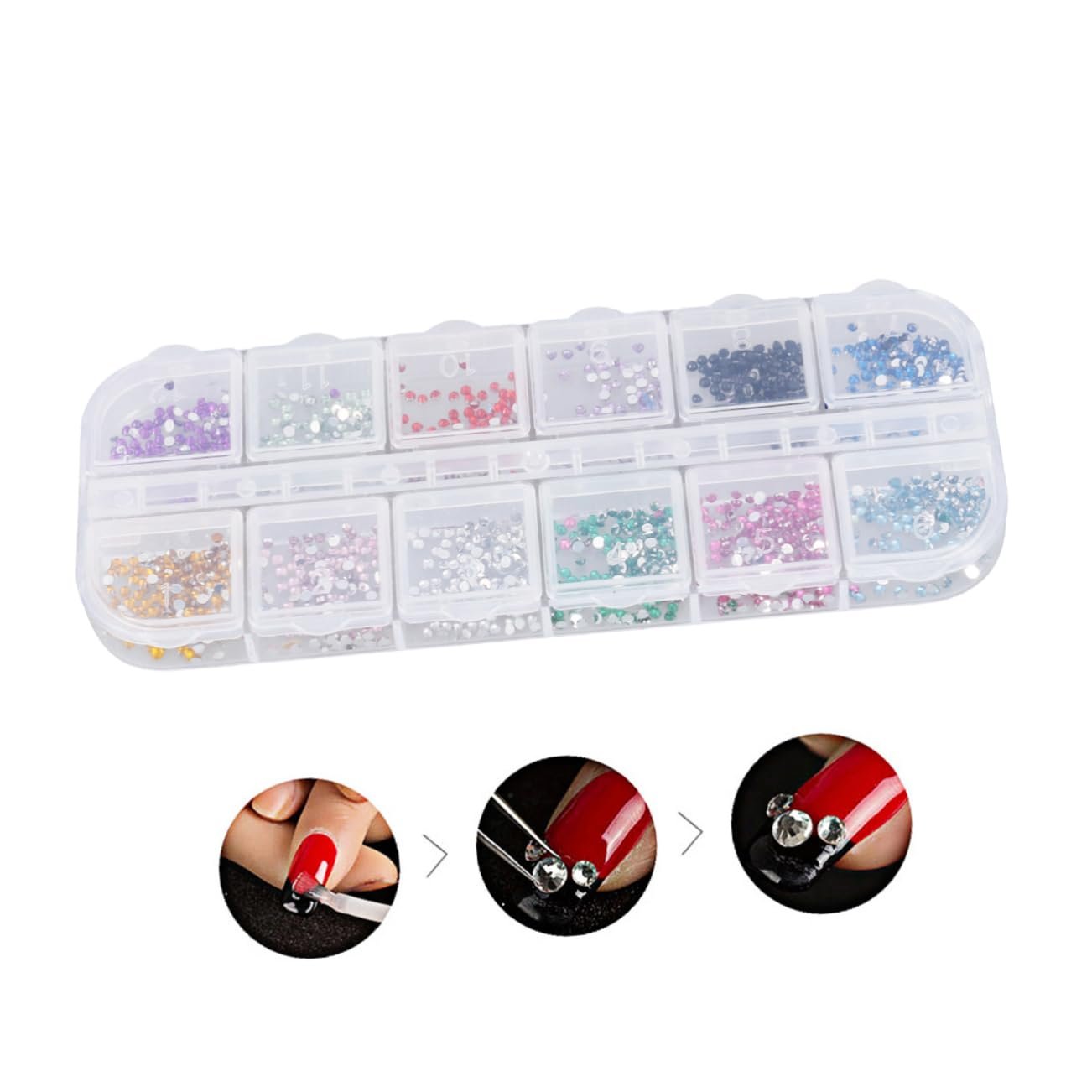 Стразы для ногтей Healeved 2 шт. Разноцветные Блестки для ногтей, украшения для ногтей, прозрачная коробка для креативного дизайна ногтей и проектов, фото №5