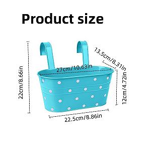 Підвісні кашпо для перил 4 шт. залізні овальні з дренажними отворами Сині synthetic.ua - Фото 1