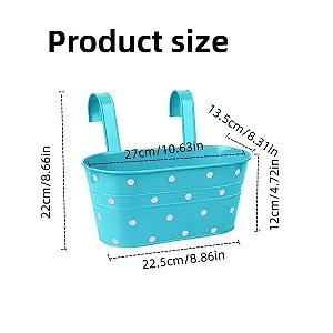 Подвесные кашпо для перил 4 шт. железные овальные с дренажными отверстиями Синие synthetic.ua - Фото 1