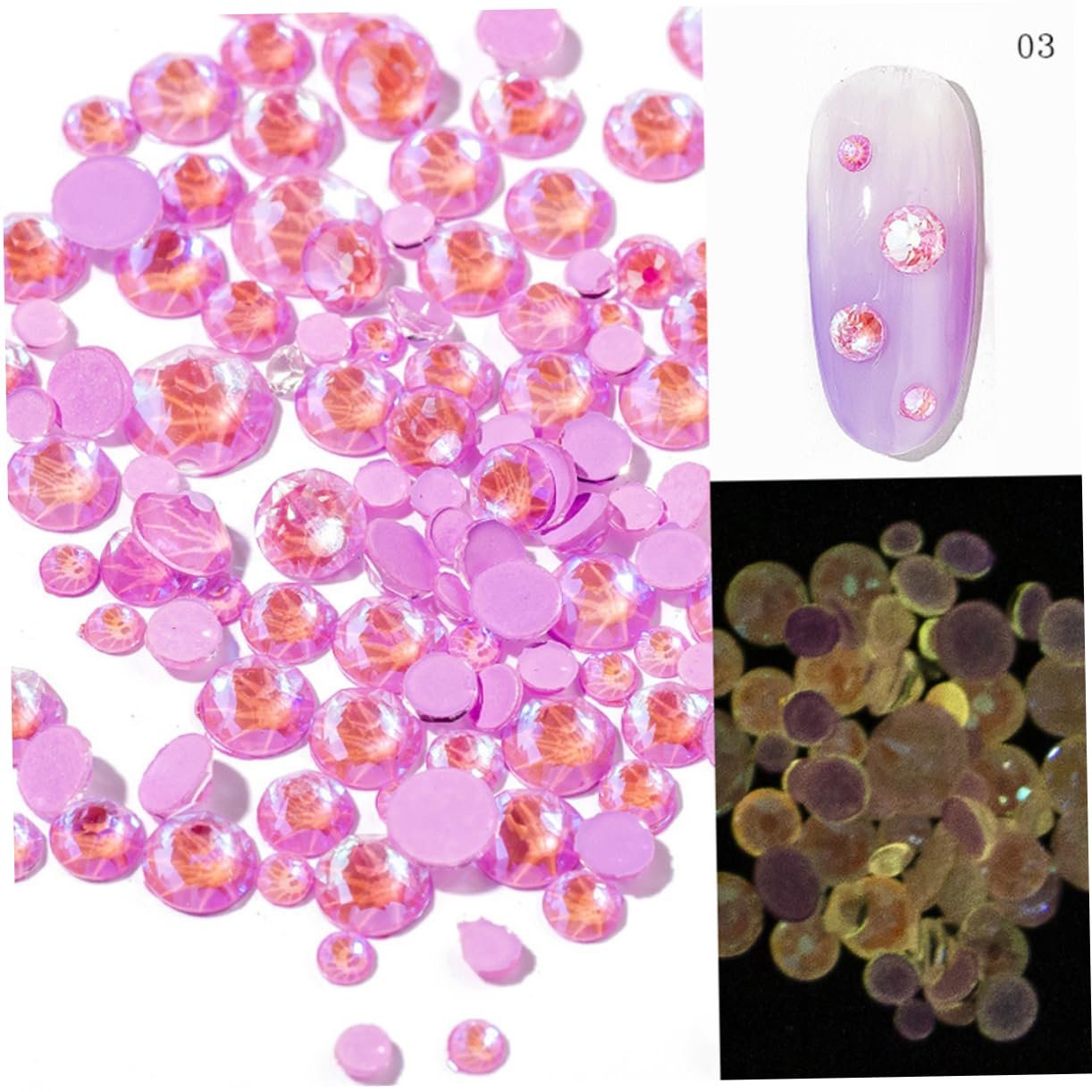 Каміння 6taschen Флуоресцентні Камінці для дизайну нігтів Смоляні, фото №9