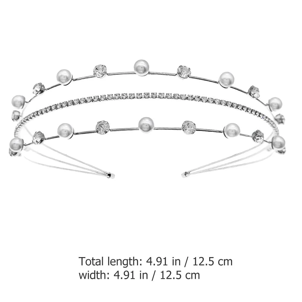 Обруч CALLARON для волосся з перлів та стразів для жінок Сріблястий, фото №2