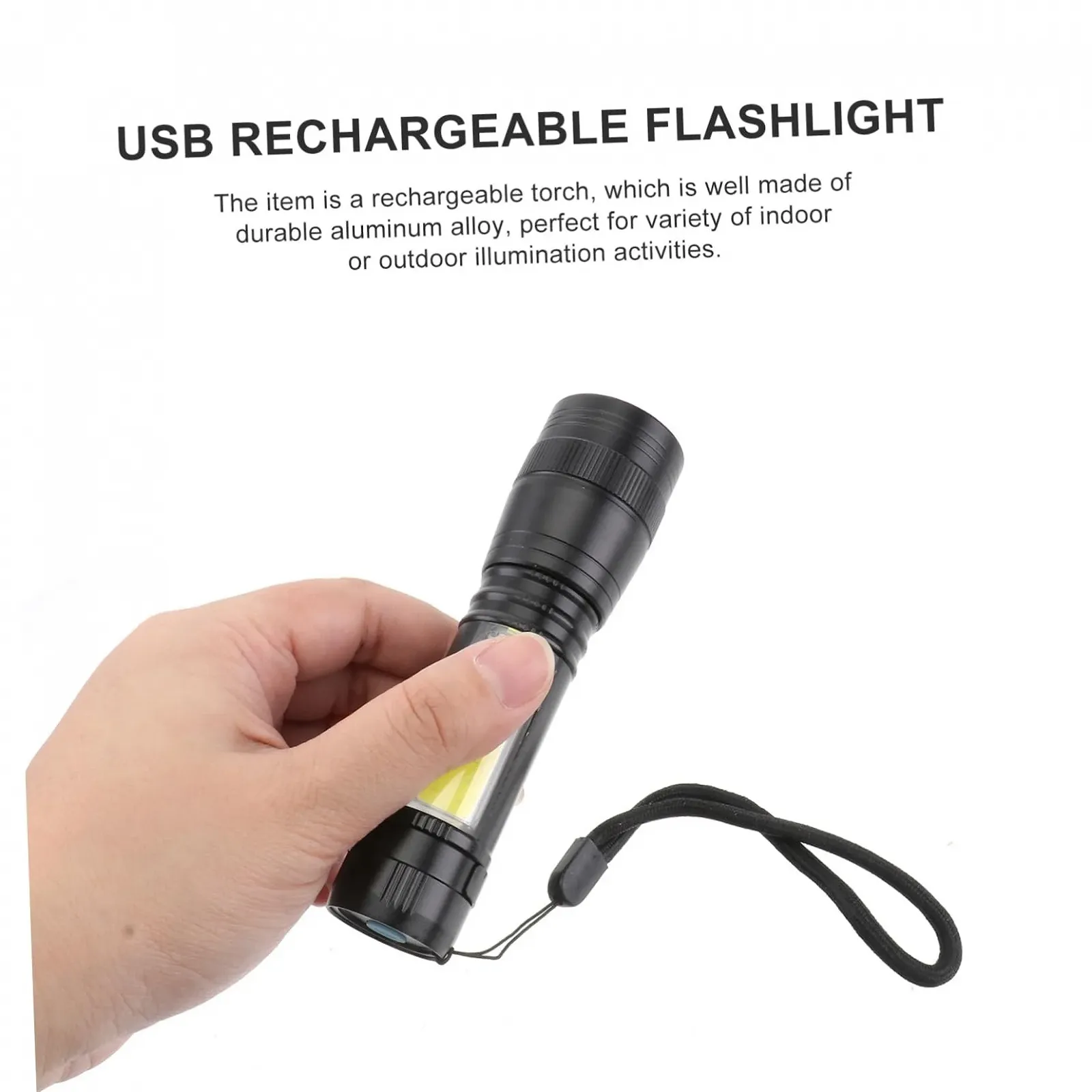 Ліхтар Homsfou Акумуляторний USB З режимами освітлення Портативний Сильний для активного відпочинку, як-от кемпінг і надзвичайні ситуації Чорний, фото №4 Ліхтар Homsfou Акумуляторний USB З режимами освітлення Портативний Сильний для активного відпочинку, як-от кемпінг і надзвичайні ситуації Чорний, фото №4