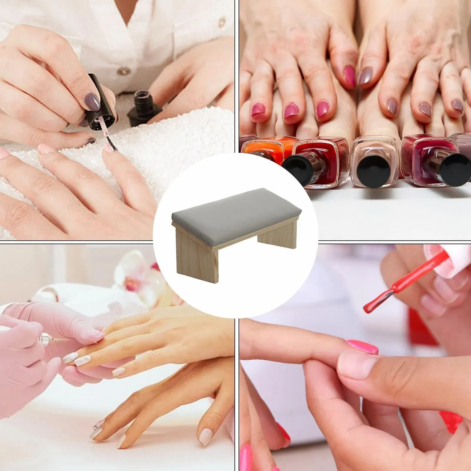 Підставка для рук Дерев'яна опора Подушка для манікюру зі штучної шкіри, фото №5