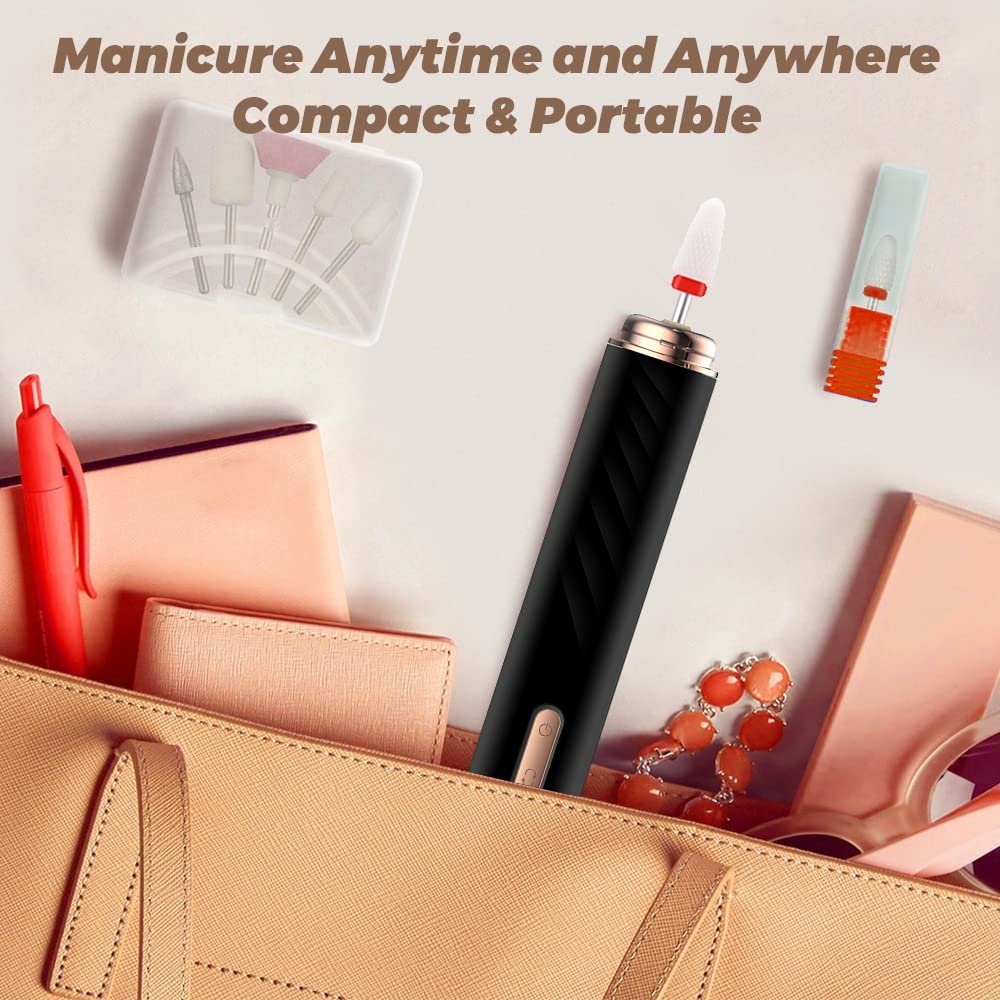 Манікюрний набір з електричною пилкою для нігтів Electric, чорний, фото №5