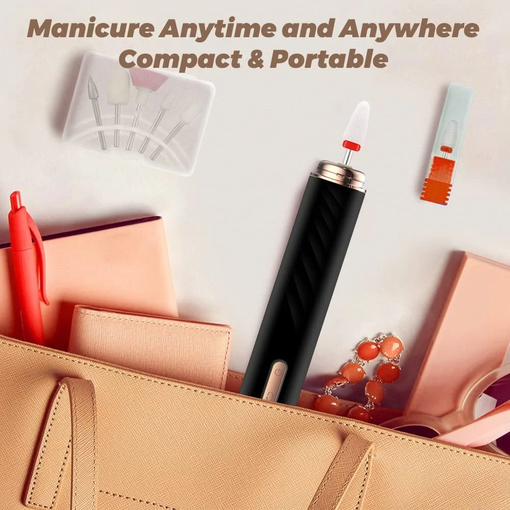 Манікюрний набір з електричною пилкою для нігтів Electric, чорний, фото №5