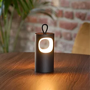 Настільна лампа SIGOR Lunari LED Акумуляторна Портативна Димована FlexMood (2200 K/2700 K) 16 см Night Black synthetic.ua - Фото 1