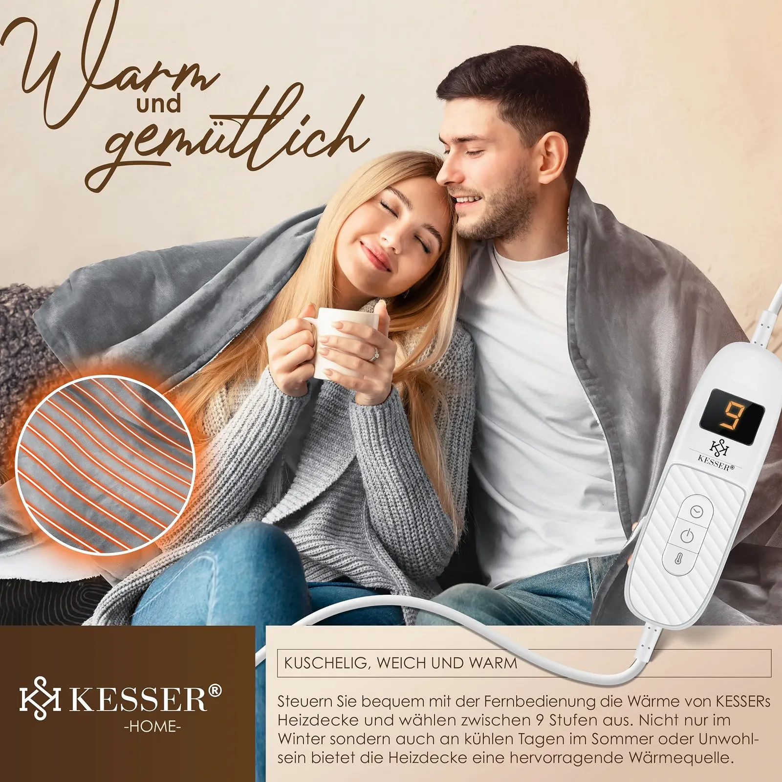 Електрична ковдра KESSER 180 x 130 см, фото №4 Електрична ковдра KESSER 180 x 130 см, фото №4