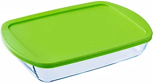 Форма для запекания Pyrex FTE RECT PX Прямоугольная 40 x 27 см 4.5 л Стеклянная с зеленой крышкой - Фото 1