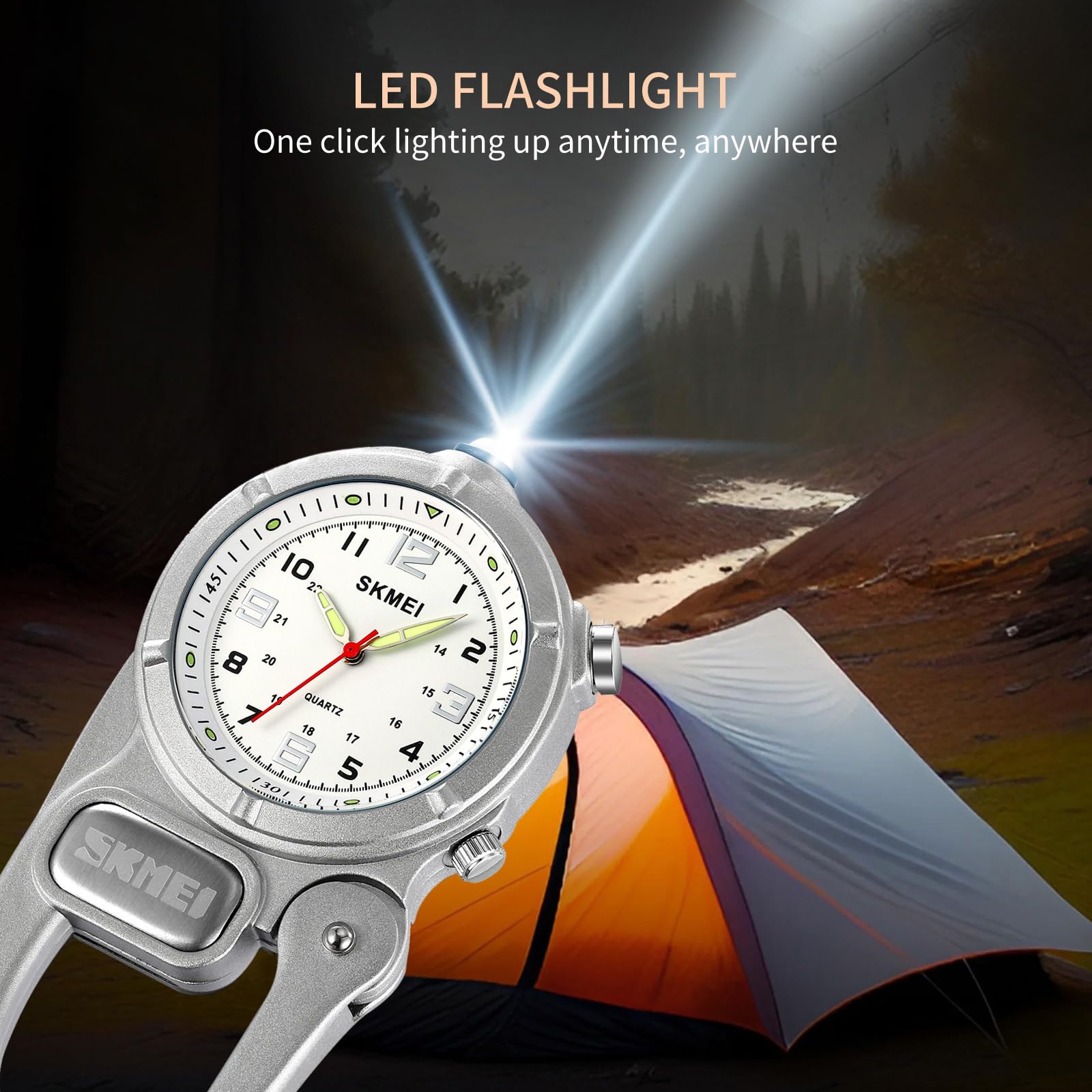 Кишеньковий годинник findtime з карабіном для альпінізму медсестер Монітор серцебиття аналоговий кварцовий годинник зі світлодіодним ліхтариком, фото №3