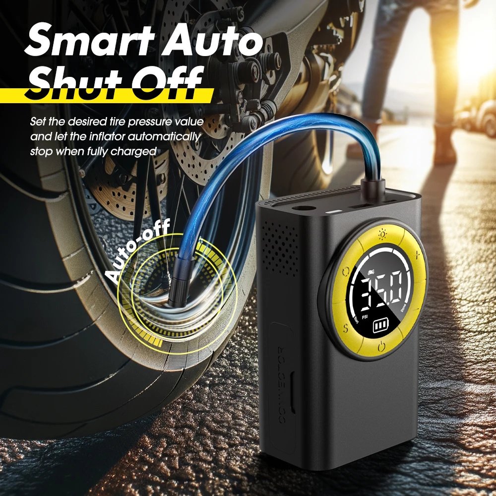 Бездротовий автомобільний компресор Carsun T2198 з функцією ліхтарика та зовнішнього акумулятора, фото №2 Бездротовий автомобільний компресор Carsun T2198 з функцією ліхтарика та зовнішнього акумулятора, фото №2