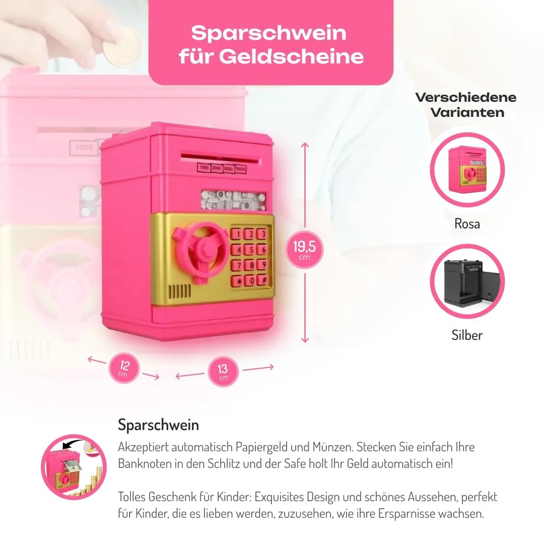 Скарбничка COIL Електронний сейф банкомат з PIN-кодом та автоматичним купюроприймачем червона, фото №1