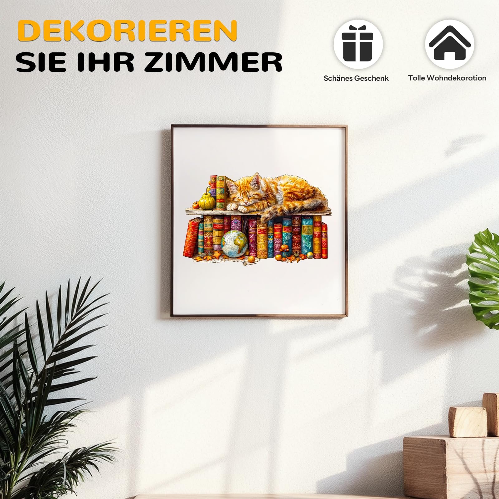 Деревянный пазл Sleepy Cat уникальные формы L-34 x 21.5 cm 235 деталей, фото №4