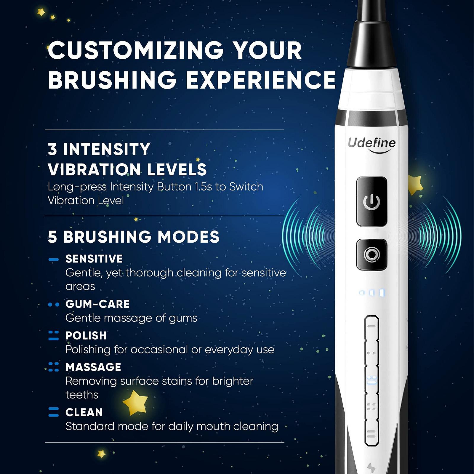 Електрична зубна щітка Udefine 5 режимів IPX7 DuPont дитяча модель, фото №5