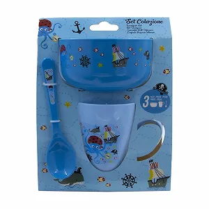 Набор детской посуды Pirates World (3 предмета): чашка, миска, ложка, дизайн Pirate World synthetic.ua - Фото 1