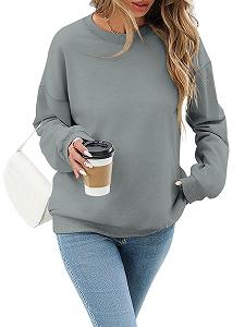 Женский свитшот Onsoyours Пуловер Без капюшона Круглый вырез Осенне-зимний джемпер Повседневные топы с длинными рукавами - Фото 1