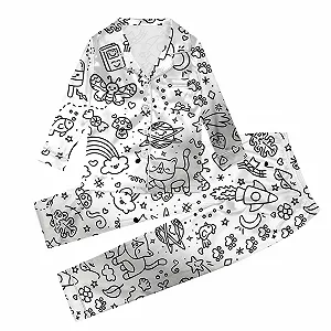 Детская пижама для раскрашивания Белый Мультяшный принт - Фото 1