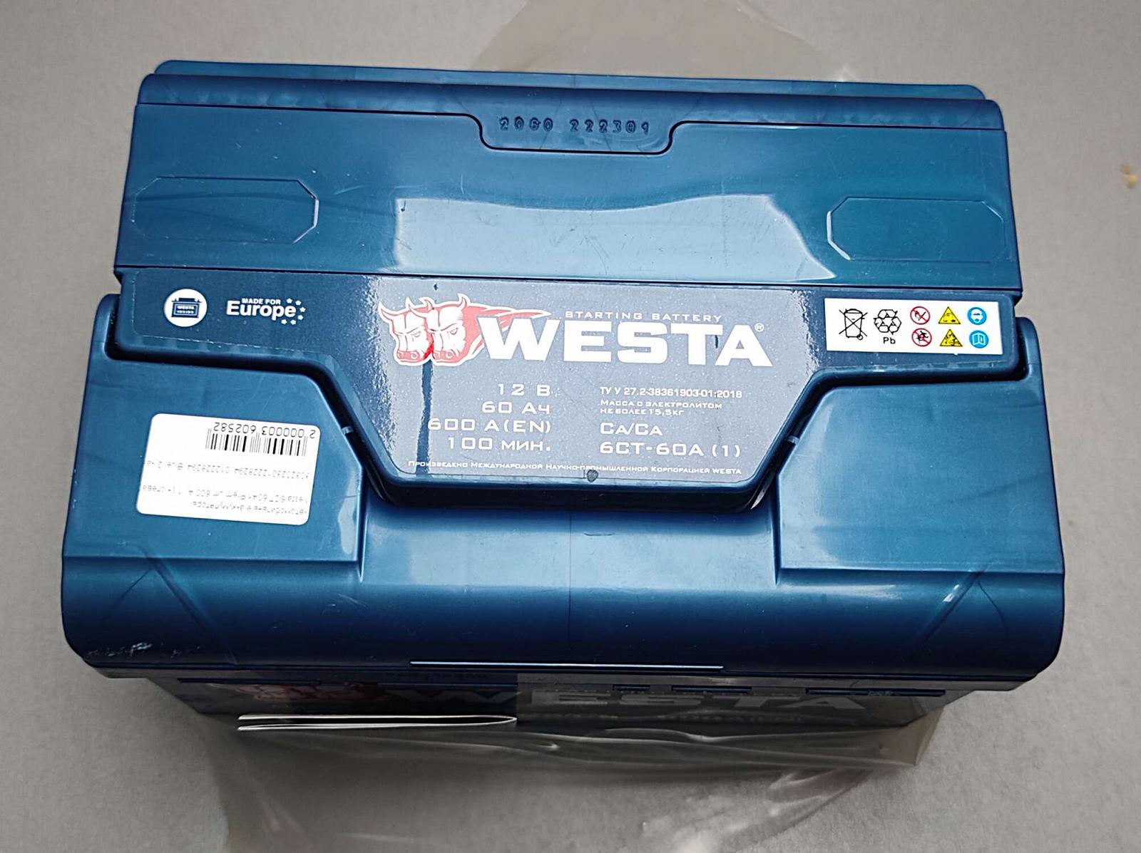 Автомобильные аккумуляторы Westa 6CT 60Ah Premium 600 А 1 слева Blue, фото №6 Автомобильные аккумуляторы Westa 6CT 60Ah Premium 600 А 1 слева Blue, фото №6