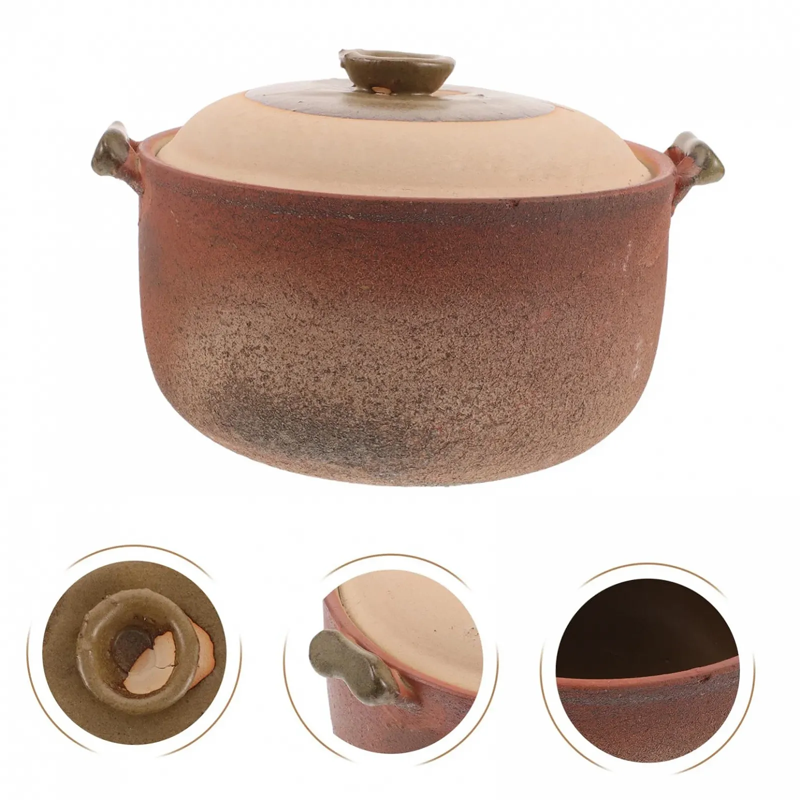 Кастрюля терракотовая с практичной ручкой натуральная глина, фото №8