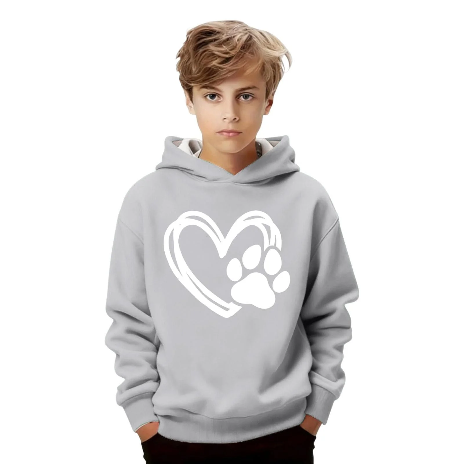 Худі Generisch Oversize Дитячий для дівчаток та хлопчиків з капюшоном з принтом "Любов", у стилі ретро, елегантний, модний, легкий, фото №4