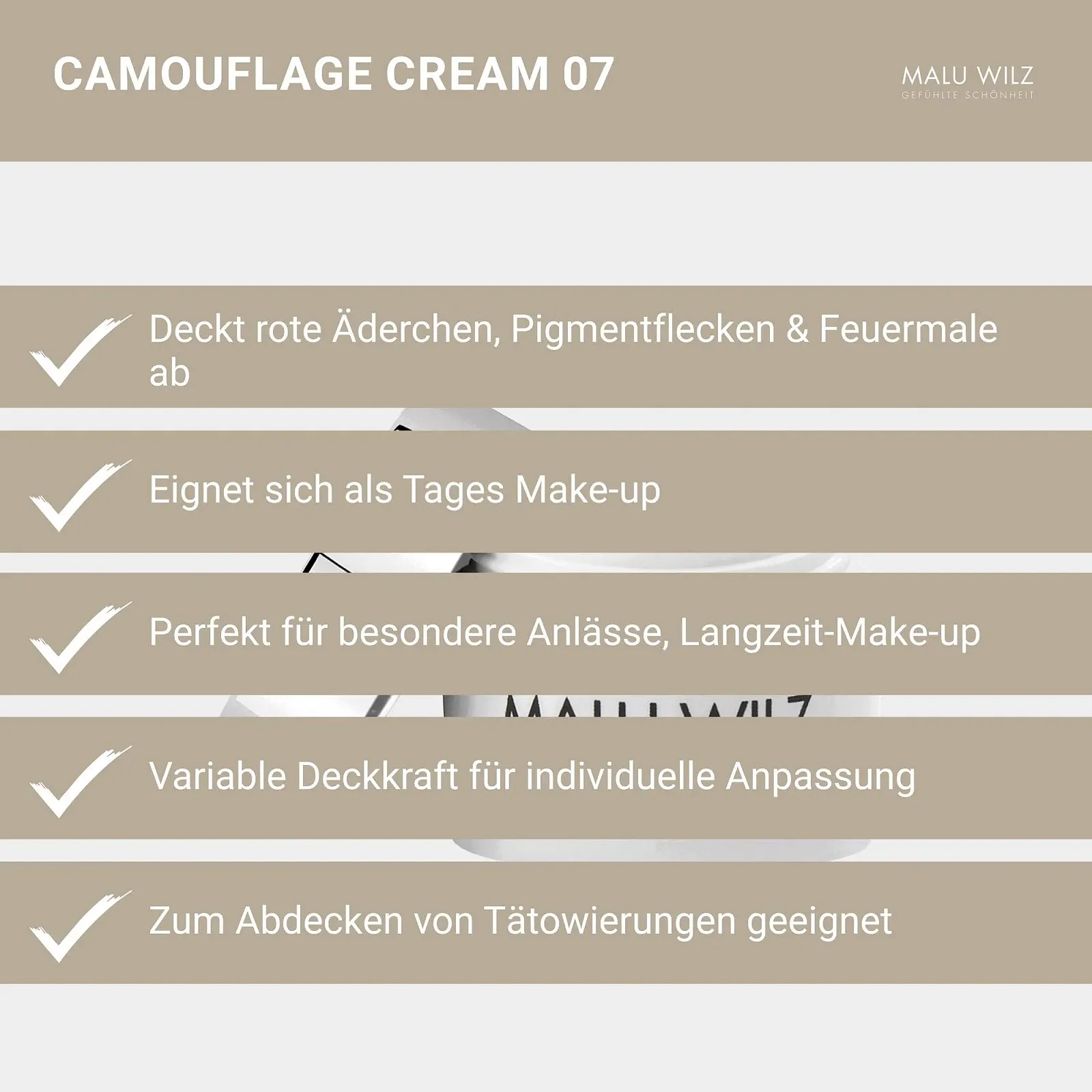 Крем-камуфляж Malu Wilz No. 07 Ash Brown Breeze, 5 г, фото №4