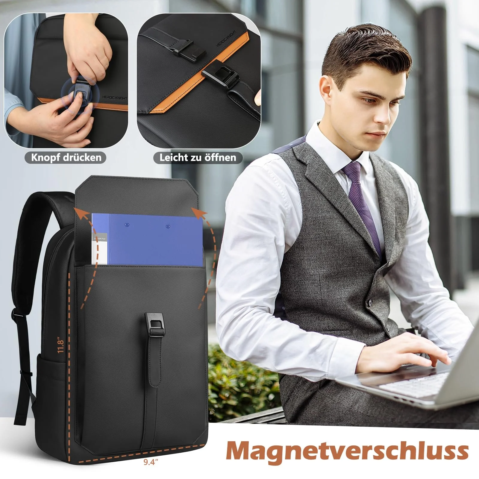 Рюкзак для ноутбука hk Slim 15.6 дюйма черный, фото №5