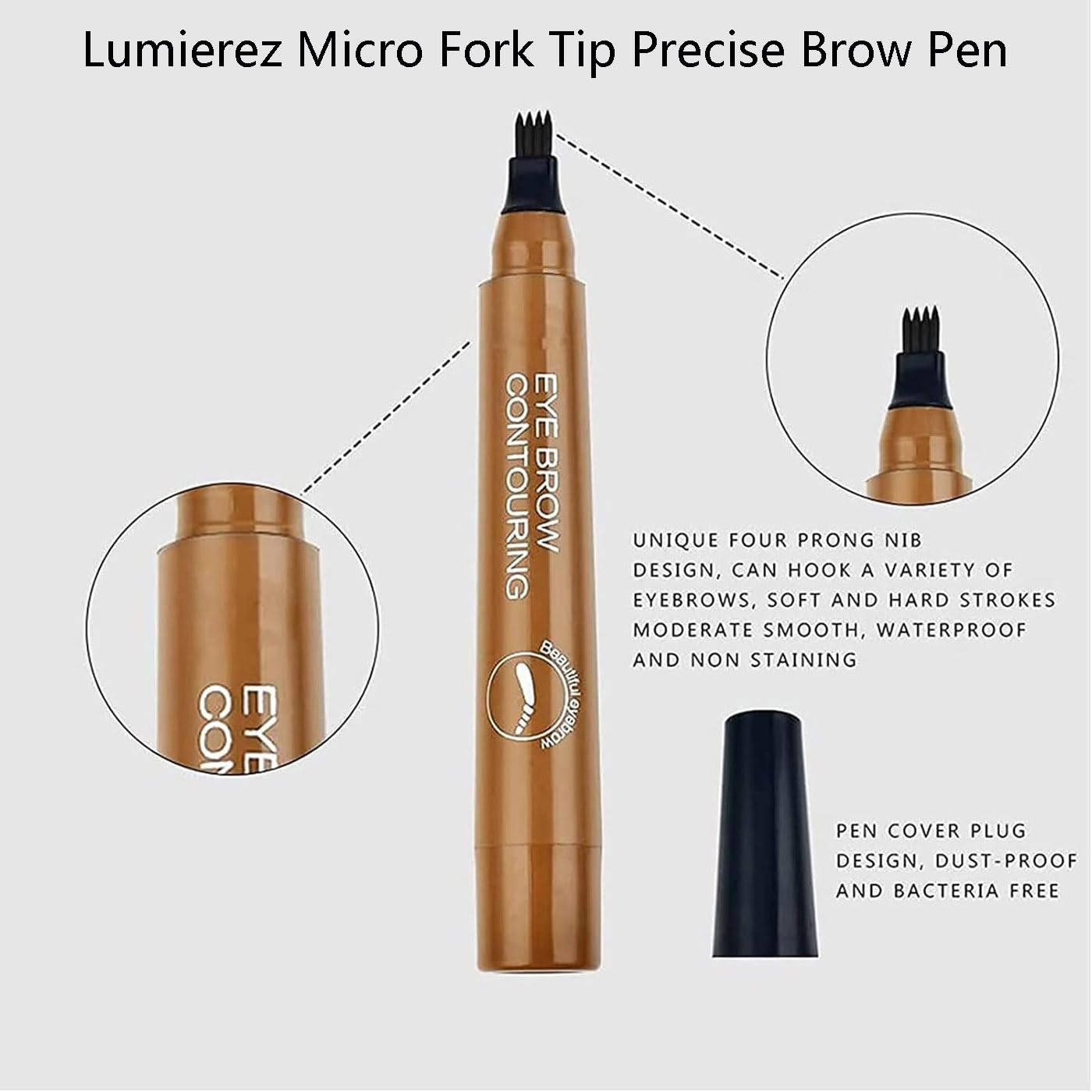 Олівець для брів Lumentes Waterproof 3D Microblading Tattoo Pen 4 Fork Tips Light Brown, фото №5 Олівець для брів Lumentes Waterproof 3D Microblading Tattoo Pen 4 Fork Tips Light Brown, фото №5