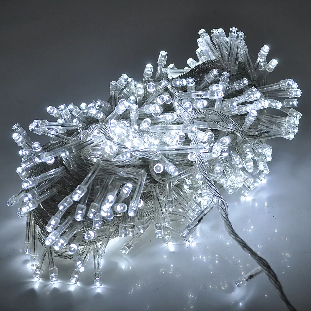 Гірлянди 200LED Діод White 8 режимів 13.5 метрів прозора ізоляція BOX, фото №1