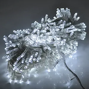 Гірлянди 200LED Діод White 8 режимів 13.5 метрів прозора ізоляція BOX - Фото 1