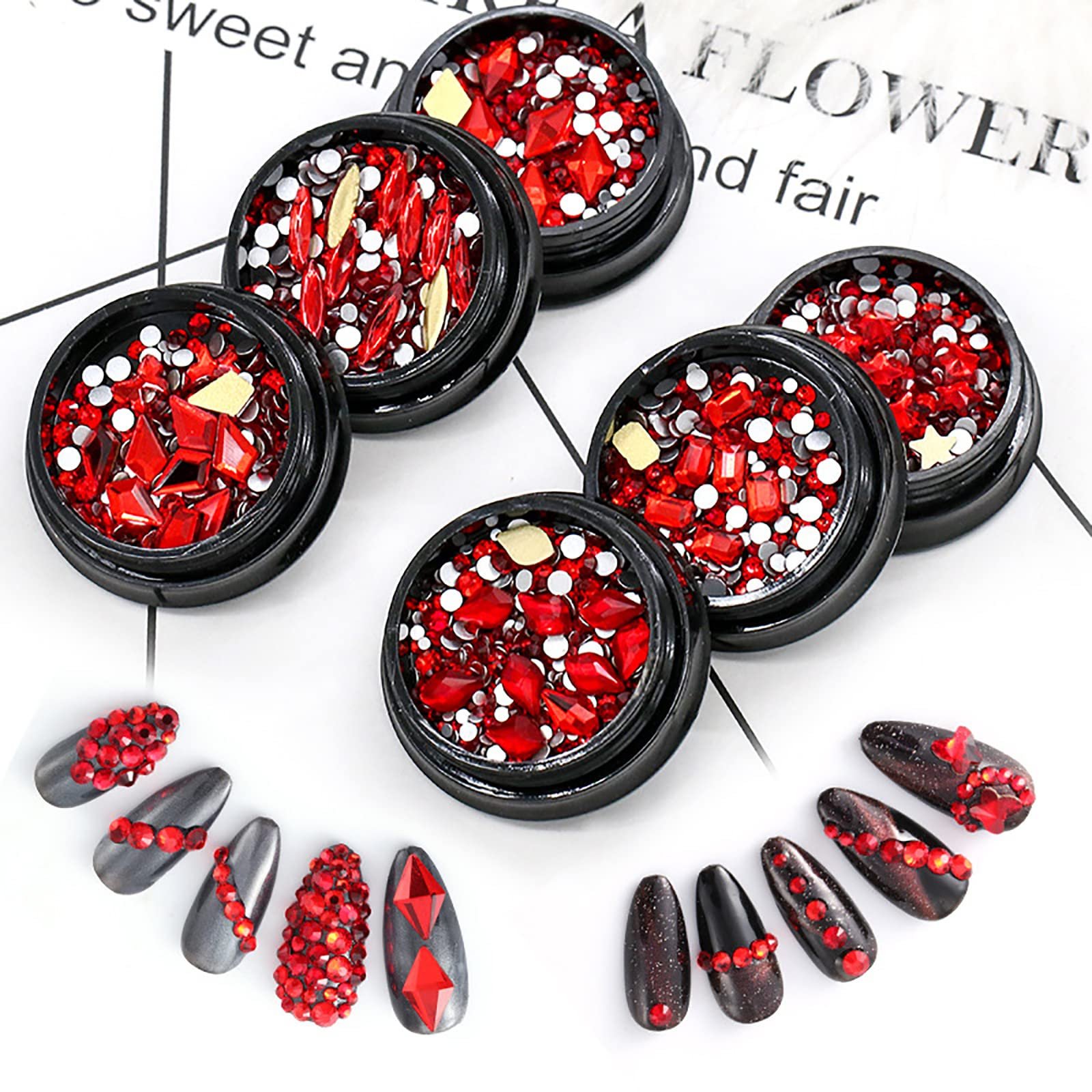 Стрази для нігтів Водяна крапля Червоний, фото №5