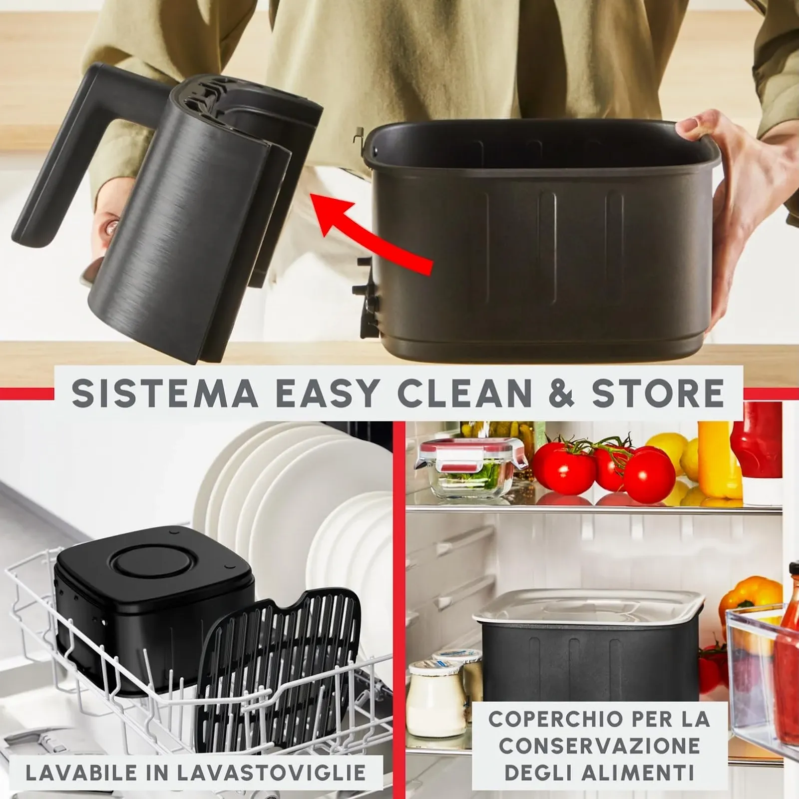 Мультипіч Moulinex Easy Fry Silence XL We 176 10 програм Чорний/Червоний, фото №3 Мультипіч Moulinex Easy Fry Silence XL We 176 10 програм Чорний/Червоний, фото №3