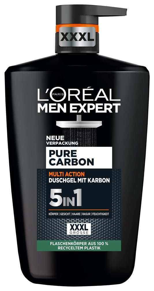 Гель для душа и шампунь L'Oréal Men Expert Pure Carbon XXXL 5-в-1 с углем 1000 мл, фото №1 Гель для душа и шампунь L'Oréal Men Expert Pure Carbon XXXL 5-в-1 с углем 1000 мл, фото №1
