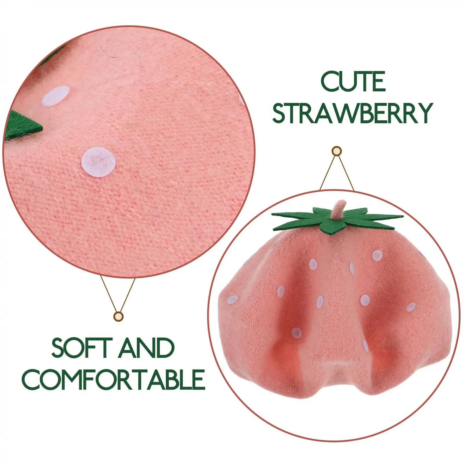 Берет OATIPHO Клубника Шерстяной, фото №4 Берет OATIPHO Клубника Шерстяной, фото №4