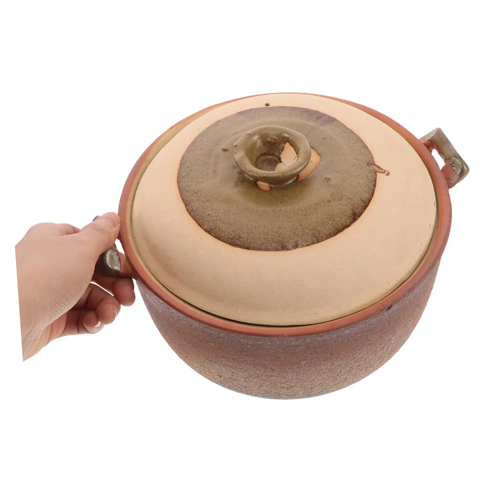 Горщик для приготування Sosoport Глиняний Теракотовий з ручкою, фото №4