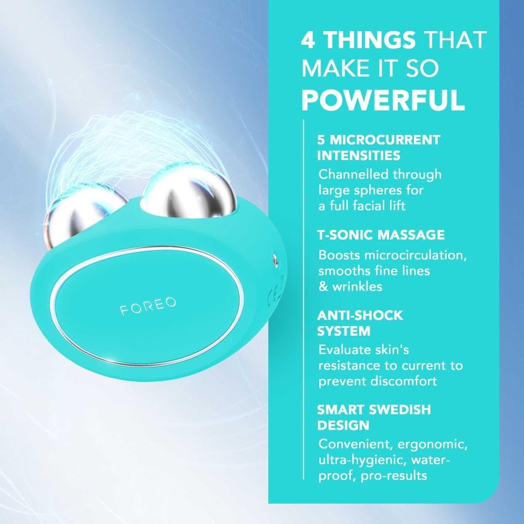 Прибор для микротоковой подтяжки лица FOREO Bear - Тренажер для лица и челюсти - Неинвазивный лифтинг - Антивозрастной - Безопасный и безболезненный - Мятный, фото №3