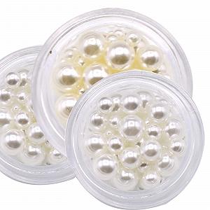 Жемчужные стразы бежевые 2 коробки, имитация жемчуга, блестящие бриллианты, бисер, аксессуары для маникюра, жемчужные ожерелья synthetic.ua - Фото 1