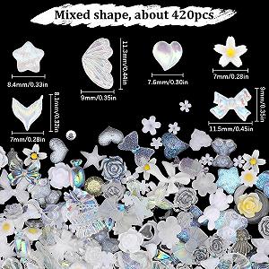 SUNNYCLUE 1 коробка 6 пакетів Білі зі смоли 3D Аксесуари для нігтів synthetic.ua - Фото 1